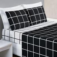 Jogo De Cama Com Lençol De Cima 200 Fios Austin Queen 04 Peças Preto - 2