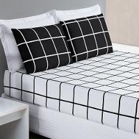 Jogo De Cama Lençol 200 Fios Austin Casal Padrão 03 Peças Preto - 2