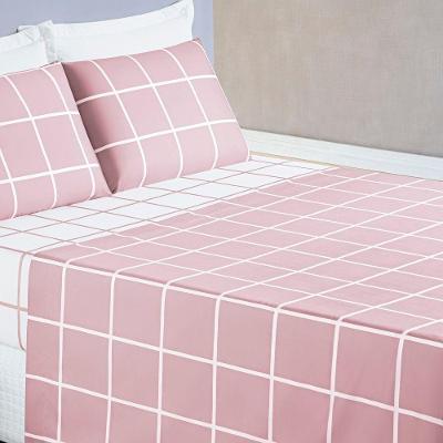 Jogo De Cama Com Lençol De Cima 200 Fios Austin Solteiro 03 Peças Rosa