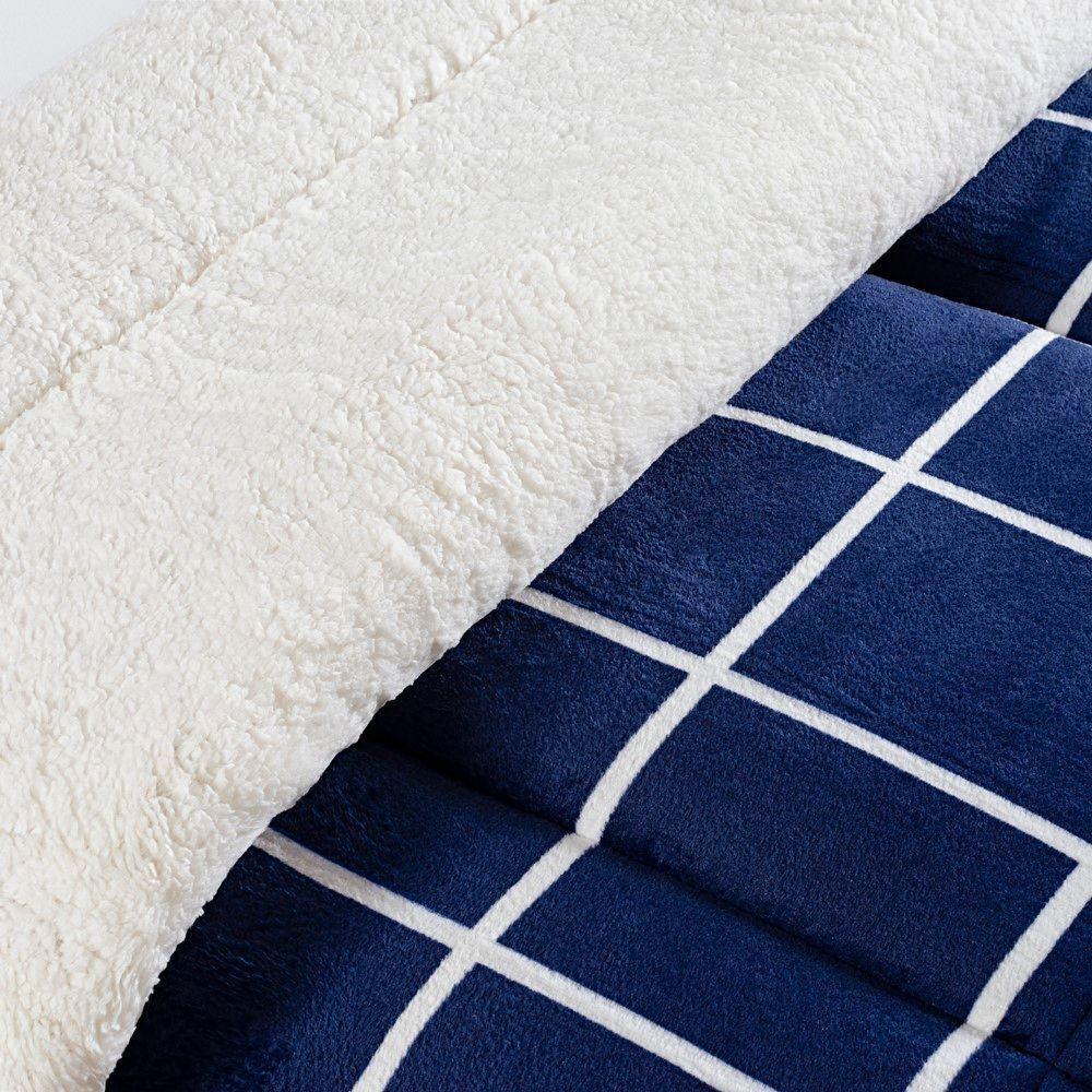 Coberdrom Sherpa E Flannel Austin Solteiro Manta 150g 01 Peça - Marinho - 5