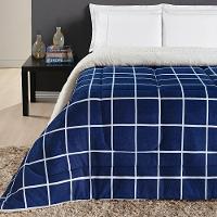 Coberdrom Sherpa E Flannel Austin Solteiro Manta 150g 01 Peça - Marinho