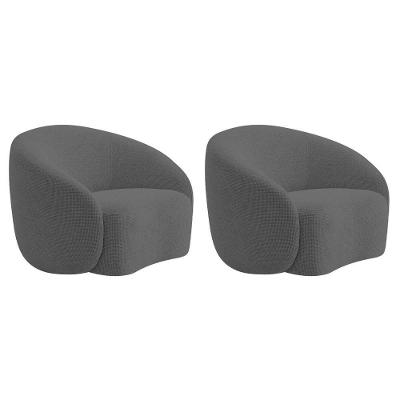 Kit 02 Poltronas Orgânica Luxo Recepção Amore Linho Cor Cinza Escuro