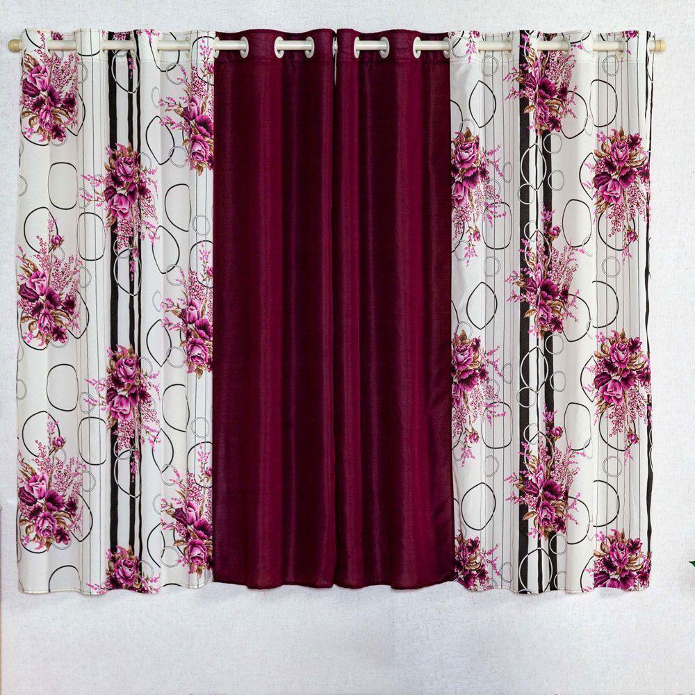 Cortina Isabela Estampada 2m - Floral Vinho - 1