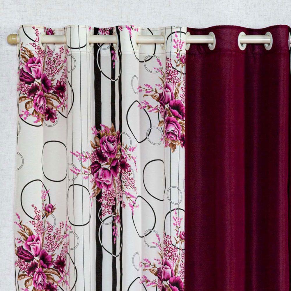 Cortina Isabela Estampada 2m - Floral Vinho - 2