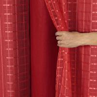 Cortina Blackout Pvc Com Tecido Voil Xadrez 2,80 M X 2,30 M - Vermelho - 2