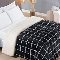 Coberdrom Sherpa E Flannel Austin Queen Manta 150g 01 Peça - Preto - 2