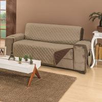 Protetor De Sofá Dupla Face Manu 4 Lugares King - Cáqui/marrom - 2