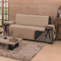 Protetor De Sofá Dupla Face Premium 3 Lugares - Preto/cáqui - 1