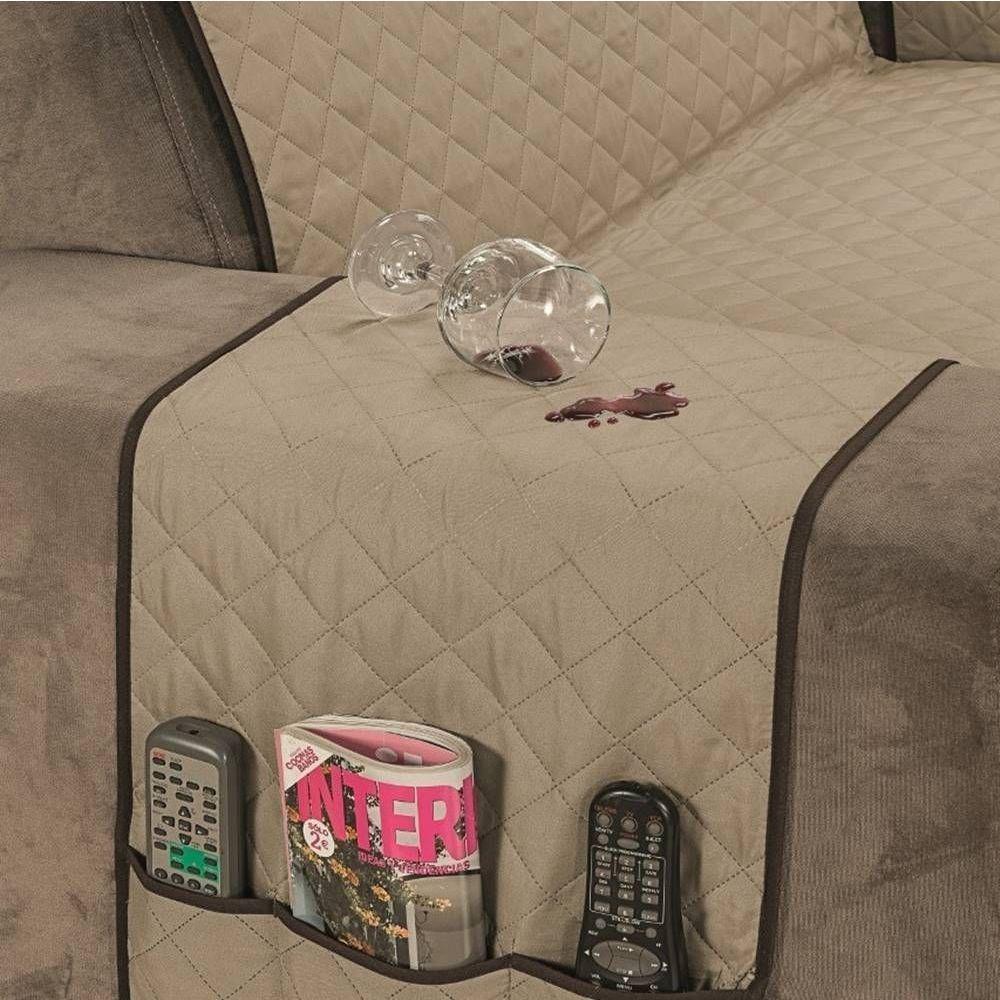 Protetor De Sofá Dupla Face Impermeável Mr 3 Lugares - Marrom/cáqui - 3