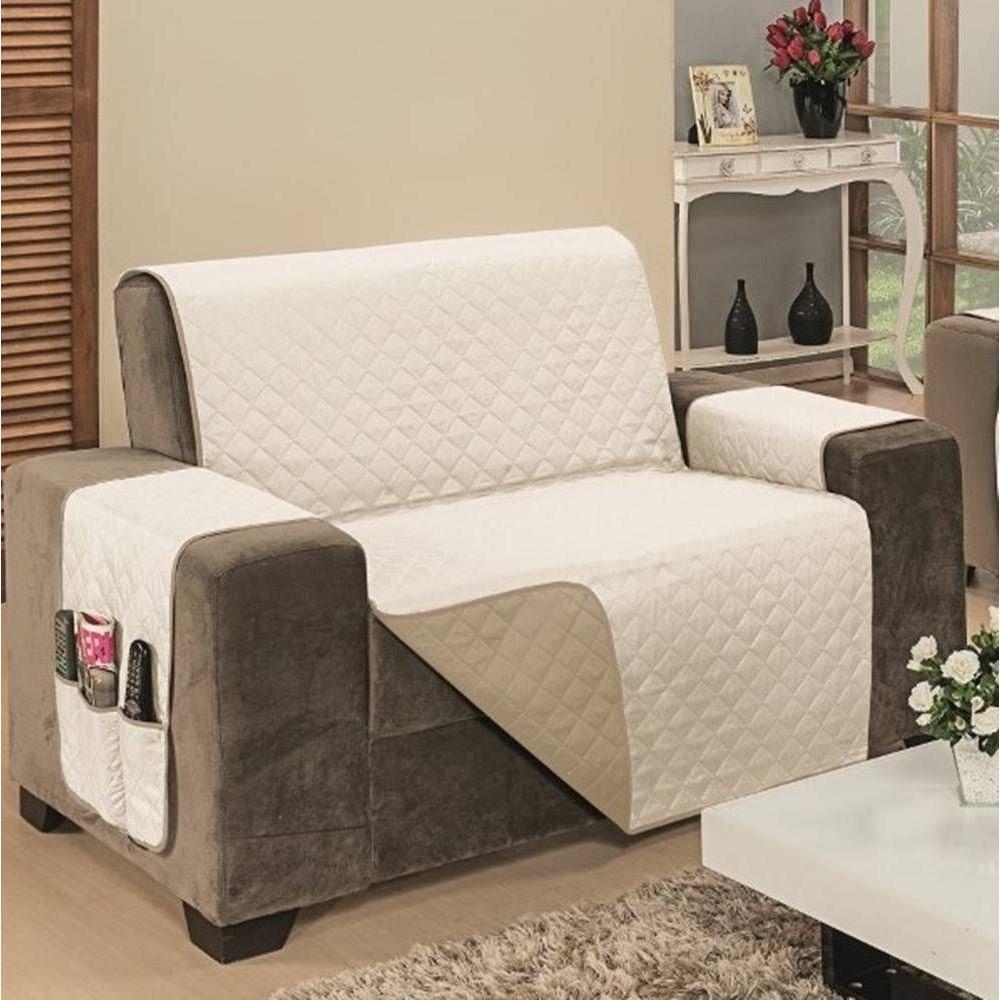 Protetor De Sofá Dupla Face Impermeável Mr 2 E 3 Lugares - Cáqui/palha - 6