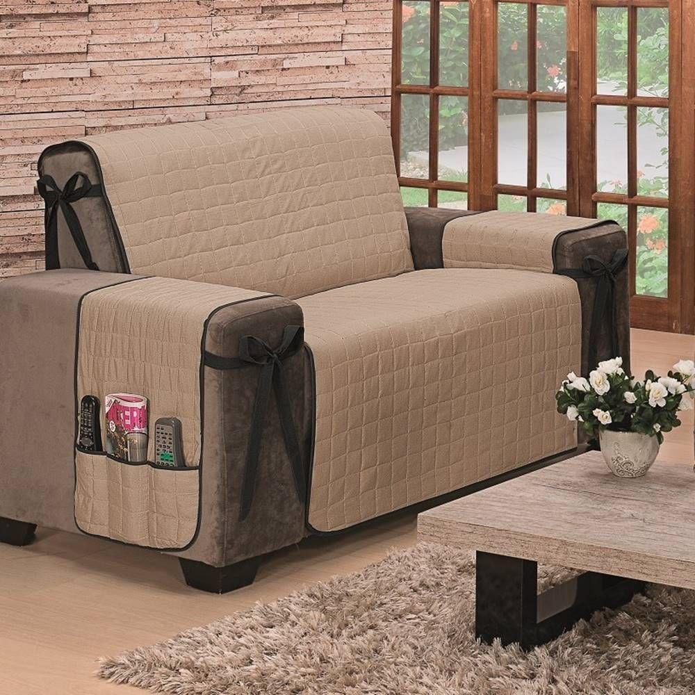 Protetor De Sofá Dupla Face Premium 2 Lugares King - Preto/cáqui - 1