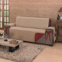 Protetor De Sofá Dupla Face Premium 2 E 3 Lugares King - Vermelho/cáqui - 3