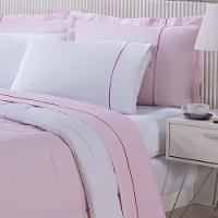 Kit Edredom 100% Algodão Percal 150 Fios Dupla Face Queen Gran Moratta 3 Peças - Rosa-branco - 2