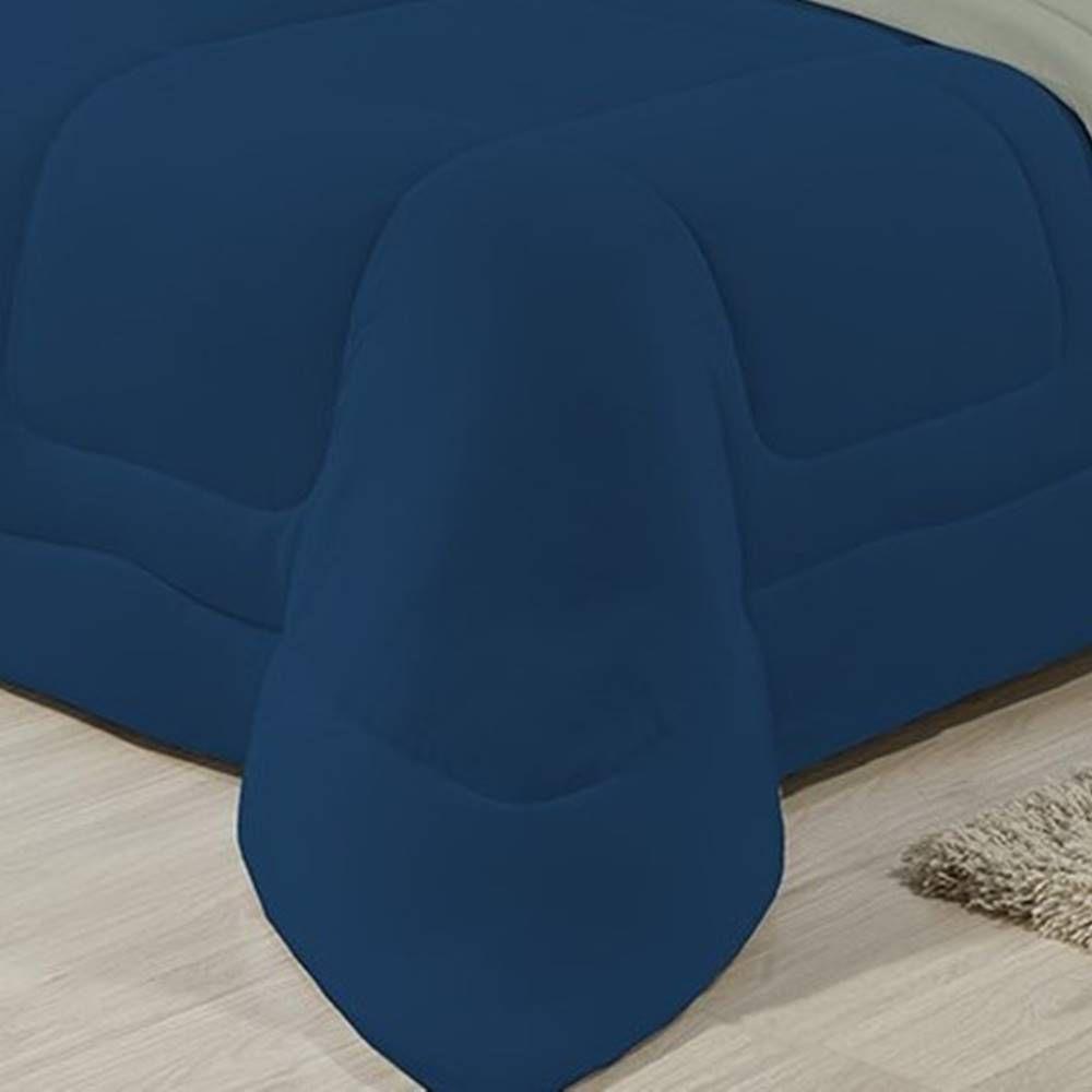 Edredom Dupla Face 100% Algodão Malha Queen Gran Moratta 01 Peça - Marinho/ Cinza - 3