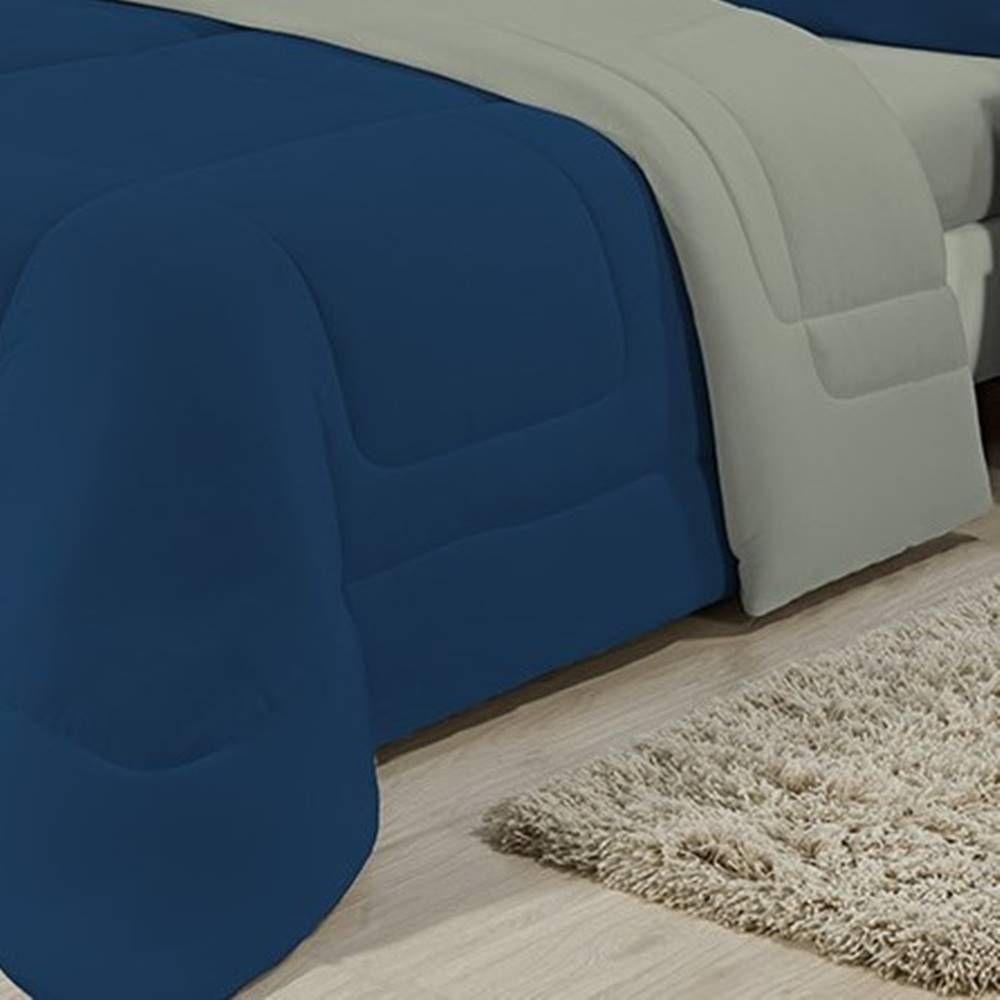 Edredom Dupla Face 100% Algodão Malha Queen Gran Moratta 01 Peça - Marinho/ Cinza - 4