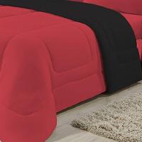 Edredom Dupla Face 100% Algodão Malha Solteiro Gran Moratta 01 Peça - Preto- Vermelho - 4