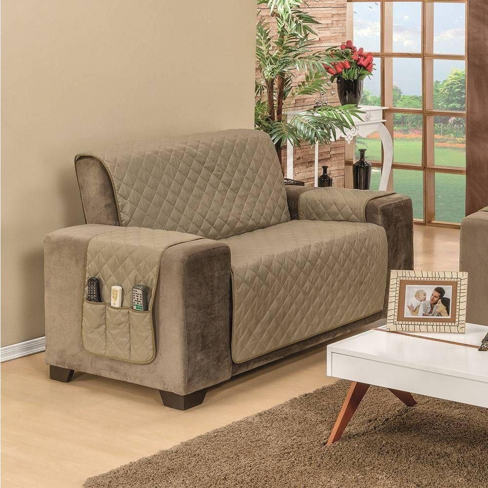 Protetor De Sofá Dupla Face Manu 2 Lugares - Cáqui/marrom - 3