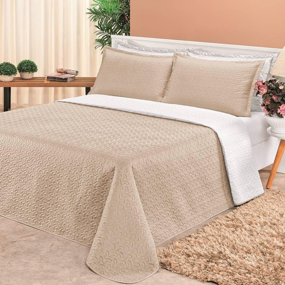 Cobre Leito Dupla Face Queen Clara 03 Peças - Branco/cáqui - 3