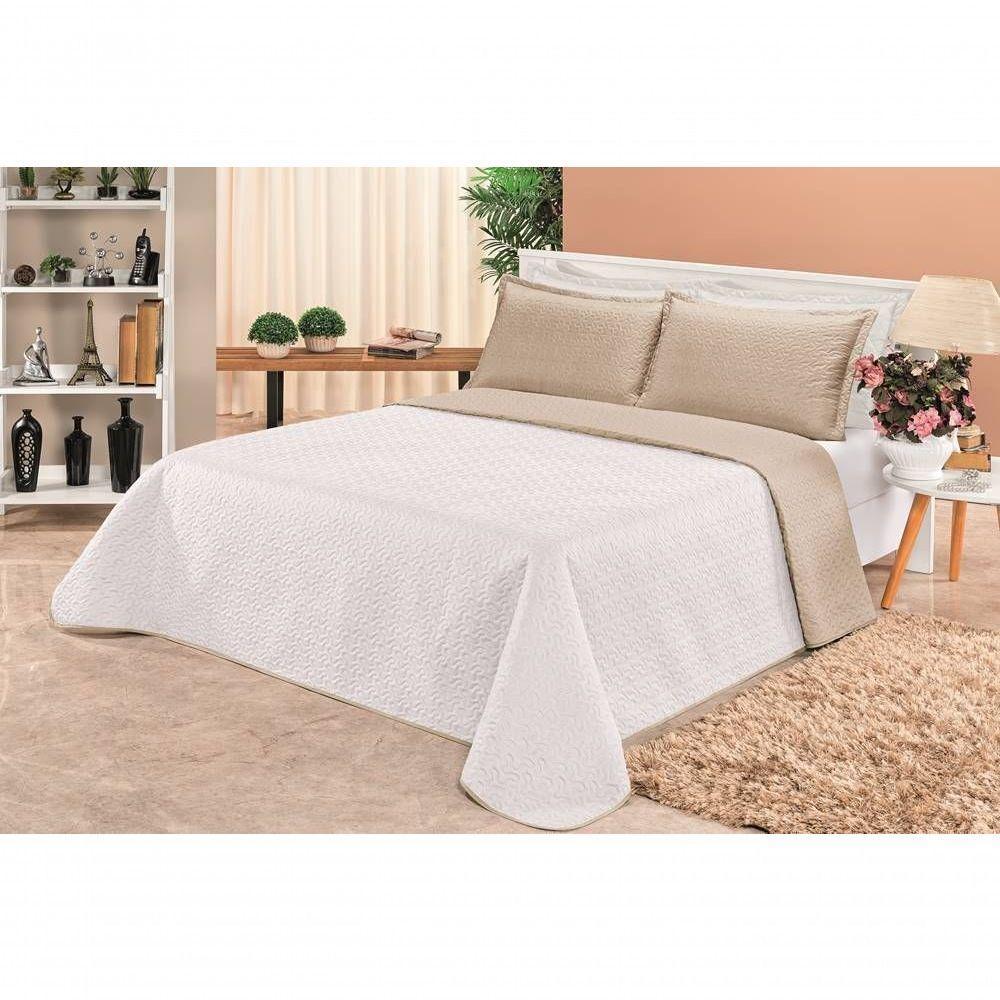 Cobre Leito Dupla Face Queen Clara 03 Peças - Branco/cáqui - 5