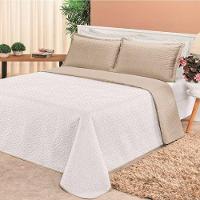 Cobre Leito Dupla Face Queen Clara 03 Peças - Branco/cáqui - 2