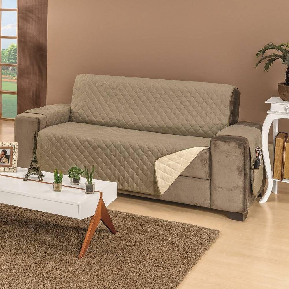 Protetor De Sofá Dupla Face Manu 3 Lugares - Cáqui/palha - 2