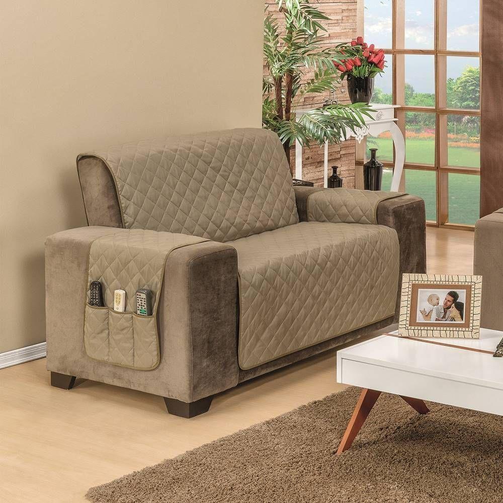 Protetor De Sofá Dupla Face Manu 2 Lugares King - Cáqui/ Palha - 2