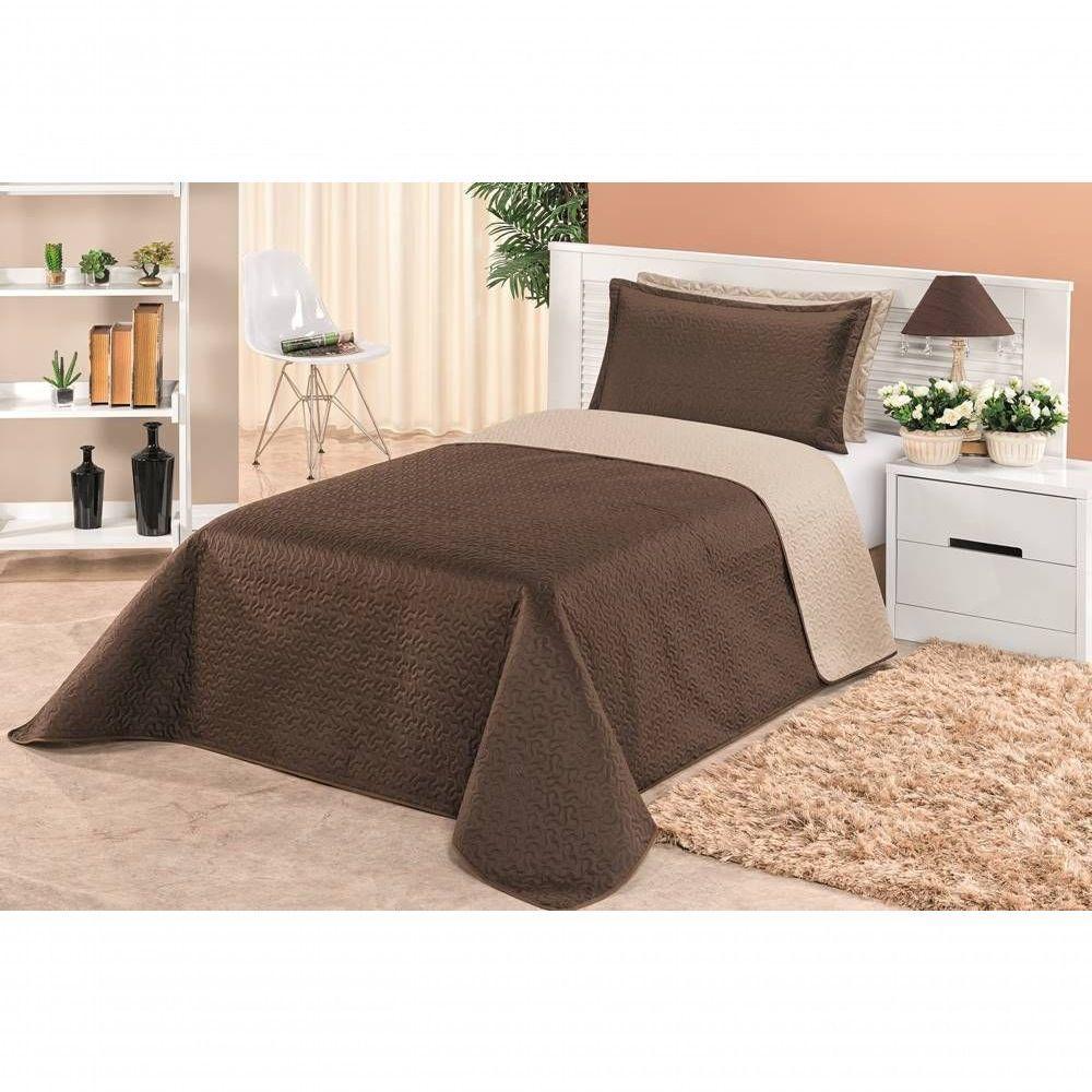 Cobre Leito Dupla Face Solteiro Clara 02 Peças - Marrom/cáqui - 5