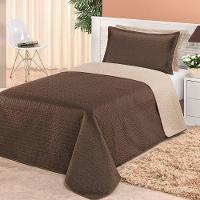 Cobre Leito Dupla Face Solteiro Clara 02 Peças - Marrom/cáqui - 2