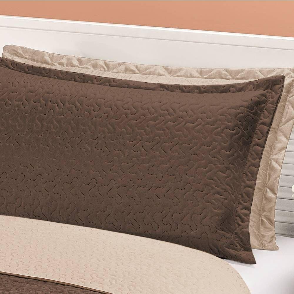 Cobre Leito Dupla Face Casal Clara 03 Peças - Marrom/cáqui - 3