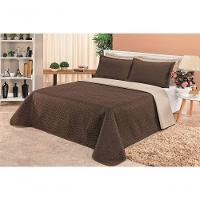 Cobre Leito Dupla Face Casal Clara 03 Peças - Marrom/cáqui - 1