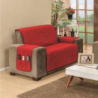 Protetor De Sofá Dupla Face Manu 2 Lugares King - Preto/vermelho - 1