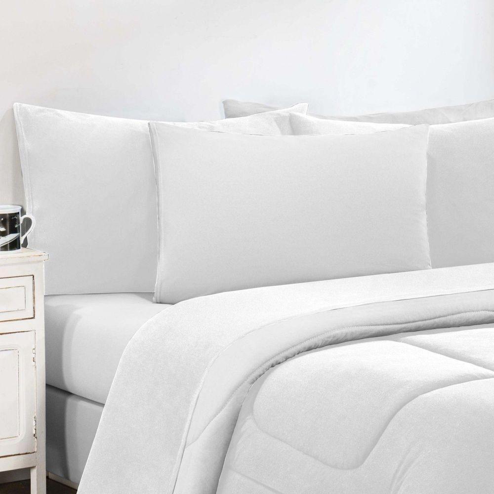 Kit Edredom Malha 100% Algodão Gran Moratta 2 Peças Solteiro - Branco-branco - 2