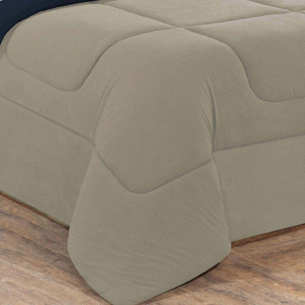 Kit Edredom Malha 100% Algodão Gran Moratta 2 Peças Solteiro - Avelã-azul Marinho - 3