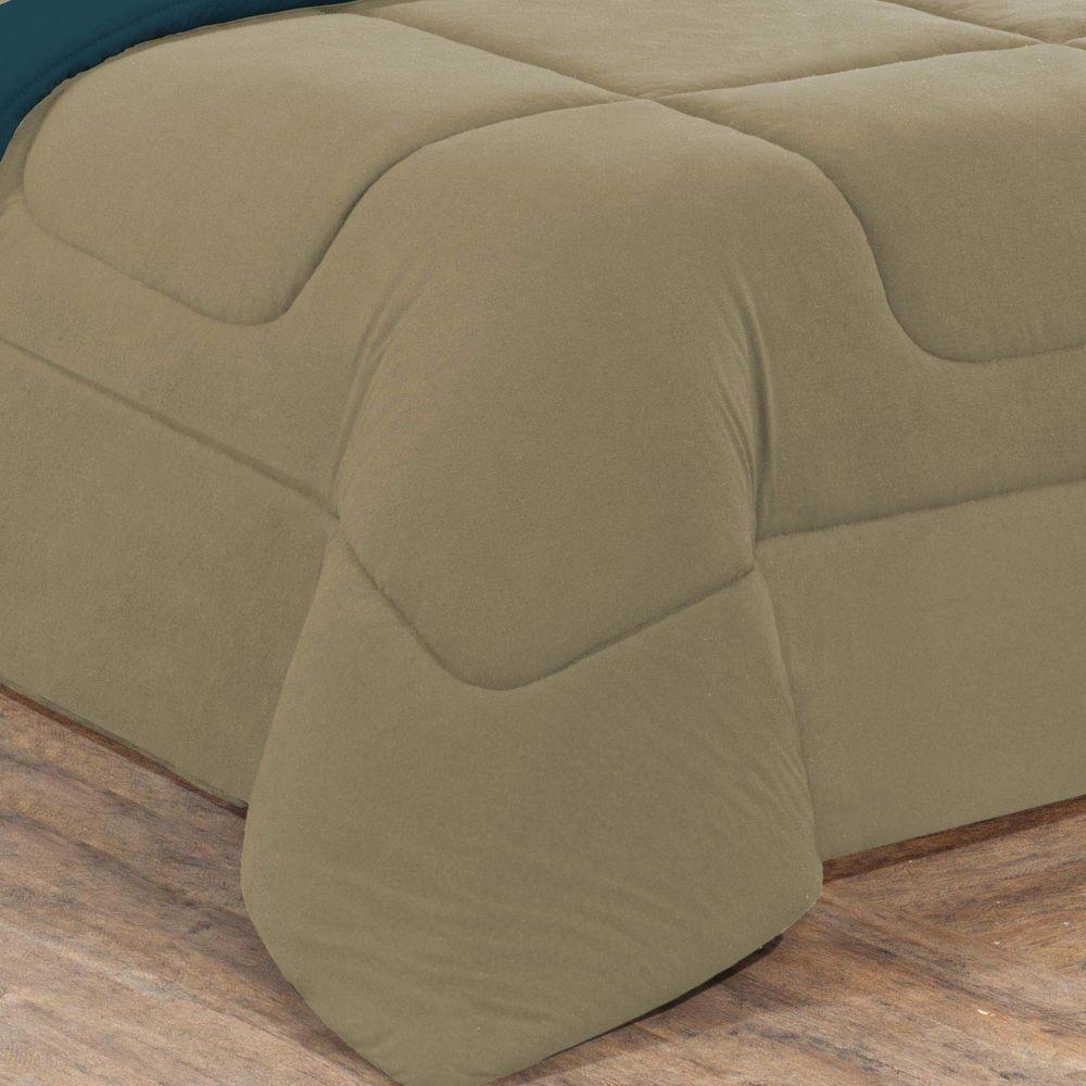 Kit Edredom Malha 100% Algodão Gran Moratta 2 Peças Solteiro - Avelã-azul Petróleo - 3