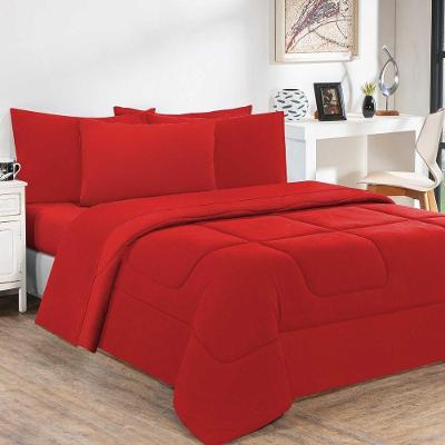Edredom Malha 100% Algodão Gran Moratta 1 Peça King - Vermelho-vermelho