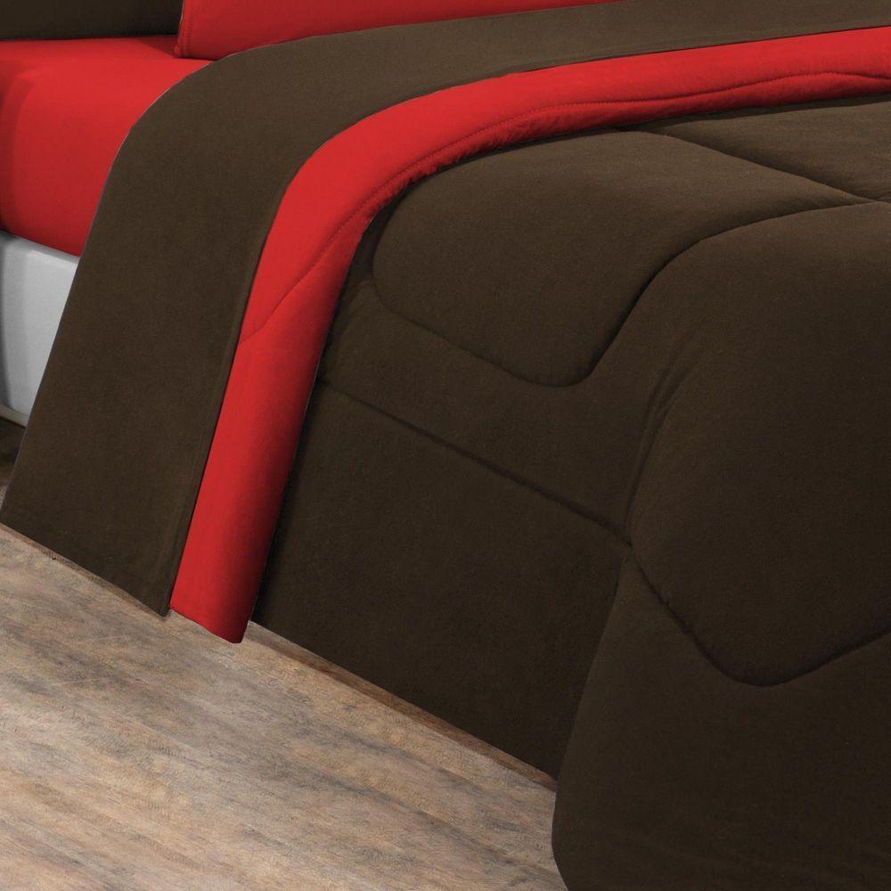 Edredom Malha 100% Algodão Gran Moratta 1 Peça King - Marrom-vermelho - 2