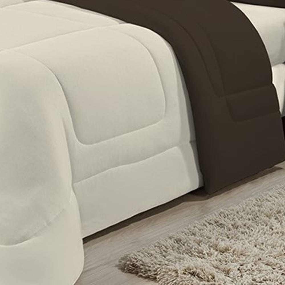 Edredom Dupla Face 100% Algodão Malha Solteiro Gran Moratta 01 Peça - Marrom- Palha - 4