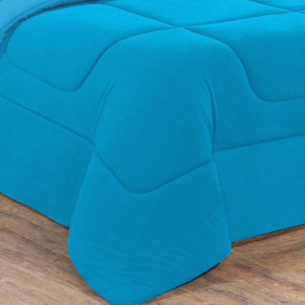Kit Edredom Malha 100% Algodão Gran Moratta 3 Peças Casal - Azul Turquesa-azul Turquesa - 3