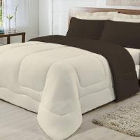 Edredom Dupla Face 100% Algodão Malha King Gran Moratta 01 Peça - Palha/ Marrom - 1