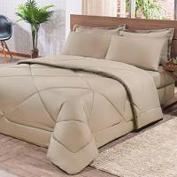 Kit Edredom + Jogo De Lençol Aconchego Look House Dupla Face Casal Queen 06 Peças - Caqui - 2