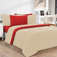 Kit Edredom Malha 100% Algodão Gran Moratta 2 Peças Solteiro - Palha -vermelho - 1