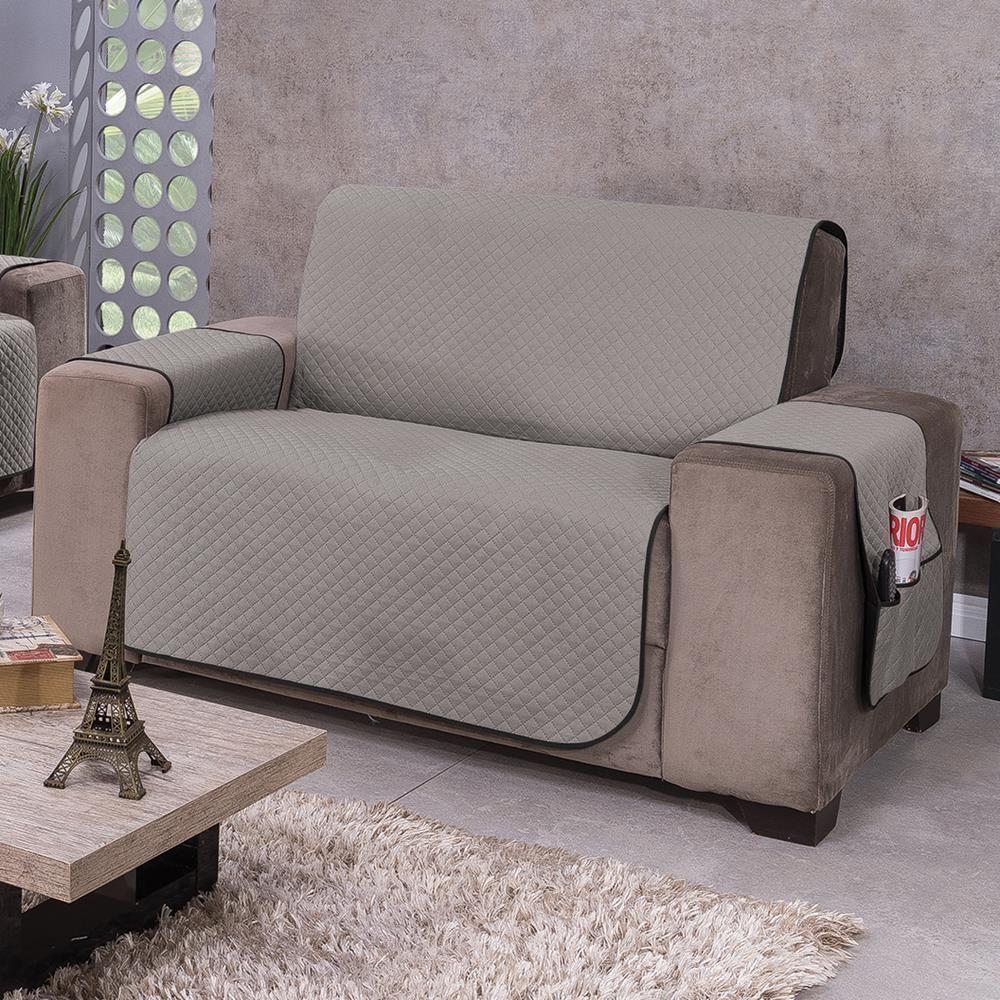 Protetor De Sofá Dupla Face Impermeável Mr 2 Lugares - Preto/cinza - 2