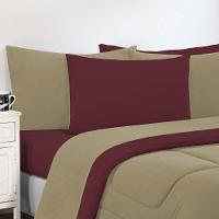 Kit Edredom + Jogo De Lençol Malha 100% Algodão Gran Moratta 4 Peças Solteiro - Avelã-vinho - 2