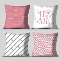 Kit 4 Capas De Almofadas Decorativa Home Rosa - 4