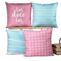 Kit 4 Capas De Almofada Decorativa Doce Lar Rosa - 1