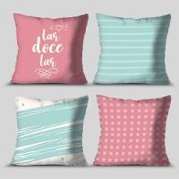 Kit 4 Capas De Almofada Decorativa Doce Lar Rosa - 4
