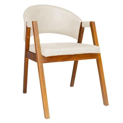 Cadeira De Jantar Estilo Poltrona Madeira Maciça Couríssimo - 7 Decormoveis - Bege