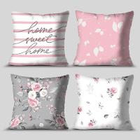 Kit 4 Capas De Almofadas Decorativa Home Sweet Rosas - 1