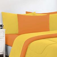 Kit Edredom Malha 100% Algodão Gran Moratta 3 Peças Queen - Amarelo-laranja - 3