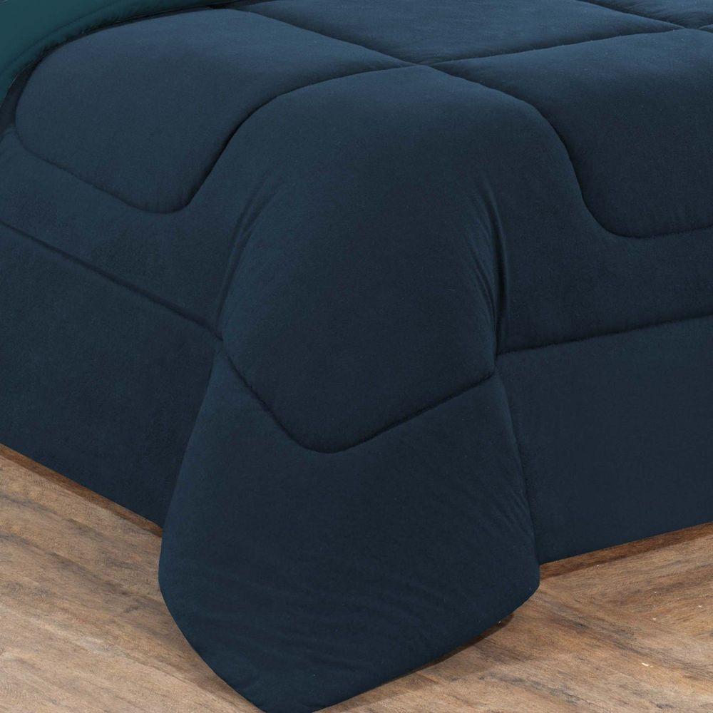 Edredom Malha 100% Algodão Gran Moratta 1 Peça Queen - Azul Marinho-azul Petróleo - 3